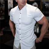 Men's Dress Shirt Slim Fit Short Sleeve - Office Wear