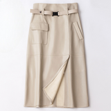 Women's Midi Skirt Belted Cargo Pocket - Professional Chic