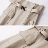 Women's Midi Skirt Belted Cargo Pocket - Professional Chic
