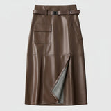 Women's Midi Skirt Belted Cargo Pocket - Professional Chic