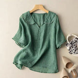 Women's Blouse Peter Pan Collar Scalloped Trim - Casual Wear