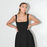 Women's Midi Dress Square Neck Skirt - Cocktail Party