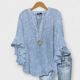 Women's Blouse Floral Ruffle Sleeve - Casual Day Wear