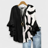Women's Blouse Floral Ruffle Sleeve - Casual Day Wear