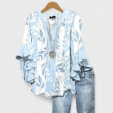 Women's Blouse Floral Ruffle Sleeve - Casual Day Wear