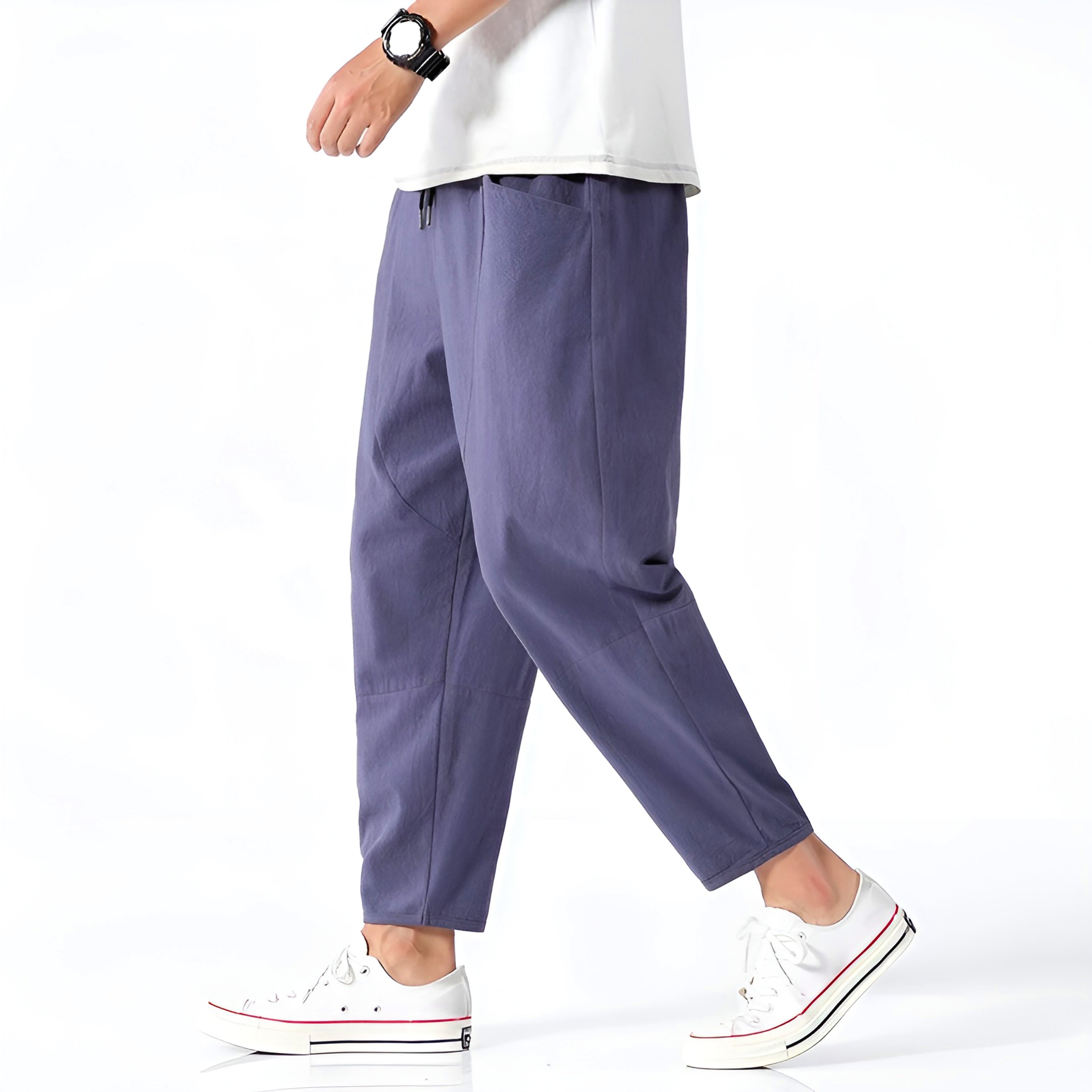 Men's Cropped Pants Relaxed Fit Drawstring Waist - Casual Wear