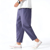 Men's Tapered Trousers Elastic Waist Cropped Fit - Casual Streetwear