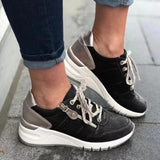 Women's Lace-Up Sneakers Chunky Sole Colorblock - Casual Walking