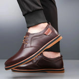 Men's Oxford Shoes Pebbled Texture Contrast Stitch - Business Casual