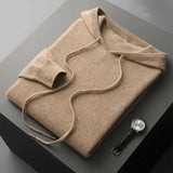 Men's Knit Hoodie Drawstring Ribbed Trim - Casual Loungewear