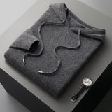 Men's Knit Hoodie Drawstring Ribbed Trim - Casual Loungewear