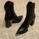 Women's Ankle Boots Pointed Toe Block Heel - Casual Wear