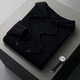 Men's Knit Hoodie Drawstring Ribbed Trim - Casual Loungewear