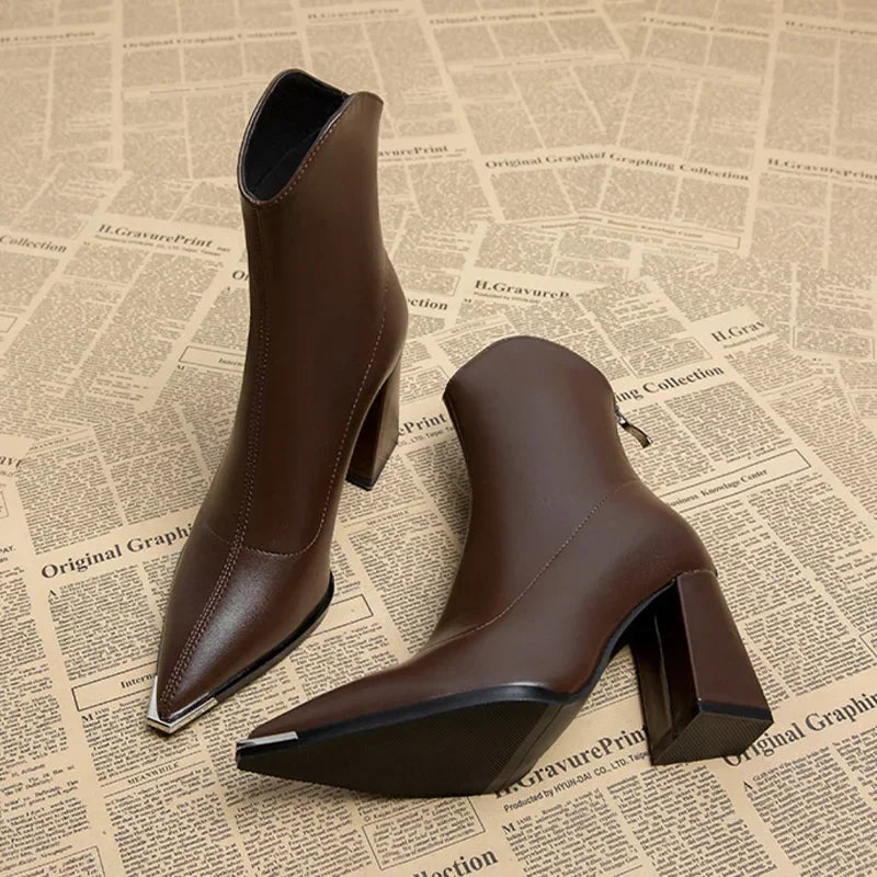 Women's Ankle Boots Pointed Toe Block Heel - Casual Wear