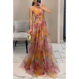 Women's Gown Floral Print Mesh - Formal Evening Wear