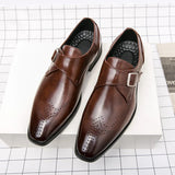 Men's Single Monk Strap Leather Brogue - Formal Office Wear