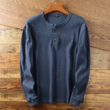 Men's Henley Shirt Long Sleeve Waffle Knit - Casual Wear