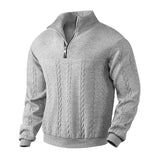 Men's Quarter-Zip Sweater Cable Knit Textured - Casual Winter Wear