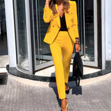 Women's Pants Suit Blazer And Trousers Set - Office Wear