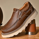 Men's Slip On Loafers Contrast Stitching Thick Sole - Daily Casual Wear