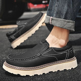 Men's Slip On Loafers Contrast Stitching Thick Sole - Daily Casual Wear