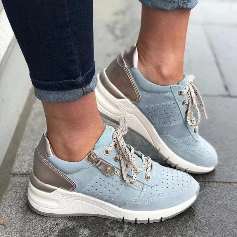 Women's Lace-Up Sneakers Chunky Sole Colorblock - Casual Walking