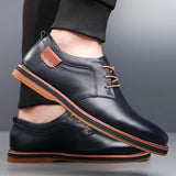 Men's Oxford Shoes Pebbled Texture Contrast Stitch - Business Casual