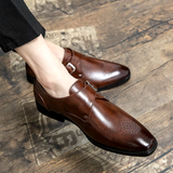 Men's Single Monk Strap Leather Brogue - Formal Office Wear