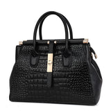 Women's Handbag Crocodile Embossed Top Handle - Office Wear