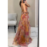 Women's Gown Floral Print Mesh - Formal Evening Wear