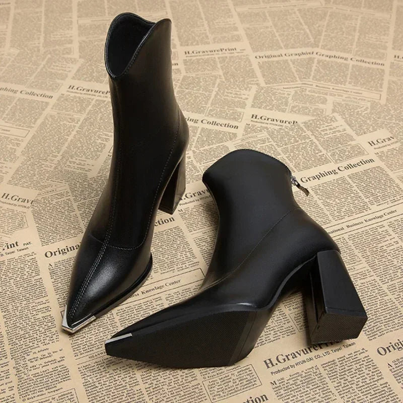 Women's Ankle Boots Pointed Toe Block Heel - Casual Wear