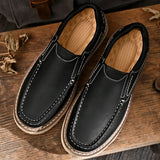 Men's Slip On Loafers Contrast Stitching Thick Sole - Daily Casual Wear