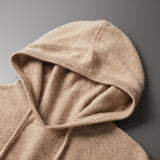 Men's Knit Hoodie Drawstring Ribbed Trim - Casual Loungewear