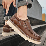 Men's Slip On Loafers Contrast Stitching Thick Sole - Daily Casual Wear