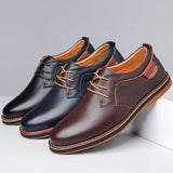 Men's Oxford Shoes Pebbled Texture Contrast Stitch - Business Casual