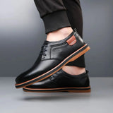 Men's Oxford Shoes Pebbled Texture Contrast Stitch - Business Casual