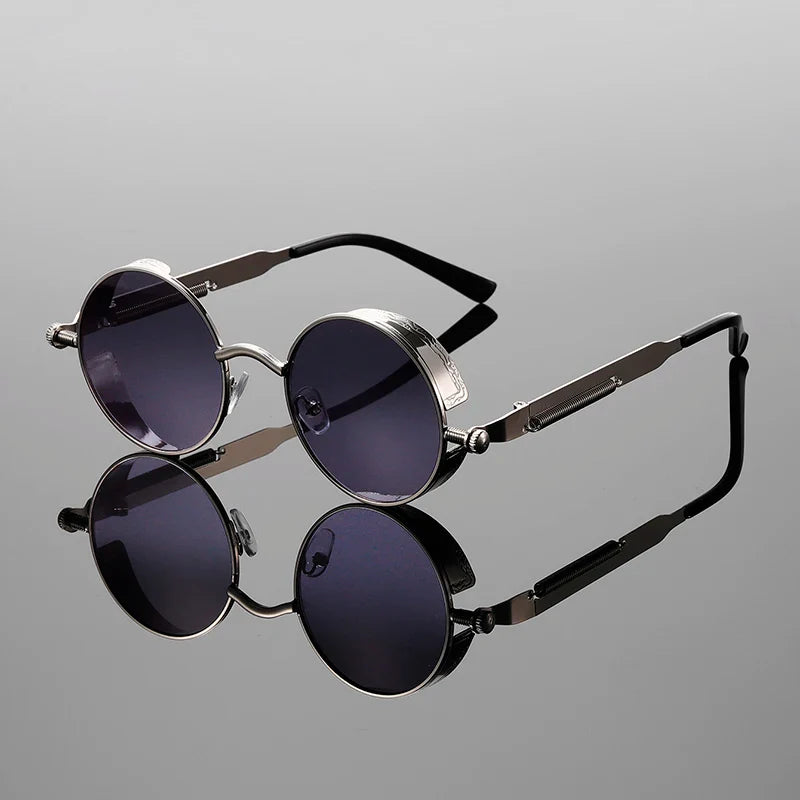Men's Sunglasses Round Lens Steampunk Frame - Retro Streetwear