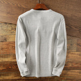 Men's Henley Shirt Long Sleeve Waffle Knit - Casual Wear