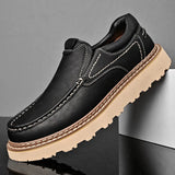 Men's Slip On Loafers Contrast Stitching Thick Sole - Daily Casual Wear