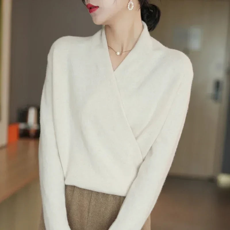 Women's Wrap Sweater V-Neck Long Sleeve - Evening Wear