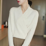 Women's Wrap Sweater V-Neck Long Sleeve - Evening Wear