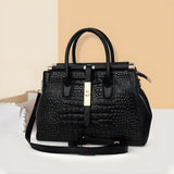 Women's Handbag Crocodile Embossed Top Handle - Office Wear