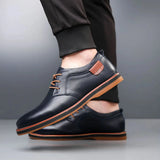Men's Oxford Shoes Pebbled Texture Contrast Stitch - Business Casual