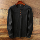 Men's Henley Shirt Long Sleeve Waffle Knit - Casual Wear
