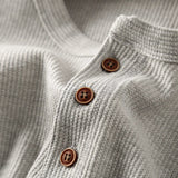 Men's Henley Shirt Long Sleeve Waffle Knit - Casual Wear