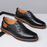 Men's Oxford Shoes Pebbled Texture Contrast Stitch - Business Casual
