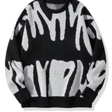 Men's Knit Sweater Abstract Pattern Long Sleeve - Casual Wear
