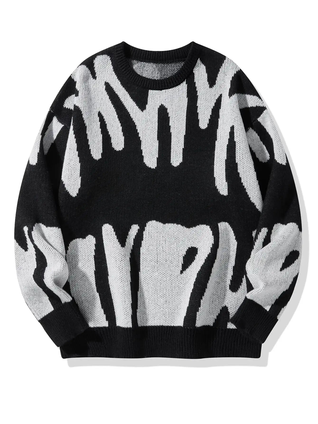 Men's Knit Sweater Abstract Pattern Long Sleeve - Casual Wear