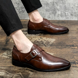 Men's Single Monk Strap Leather Brogue - Formal Office Wear