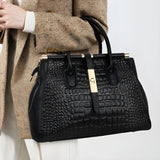 Women's Handbag Crocodile Embossed Top Handle - Office Wear